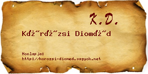 Körözsi Dioméd névjegykártya